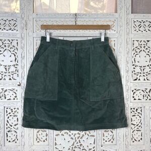 Vtg Deadstock Green Suede Leather Skirt Sz Small Retro Indie 70's Hippie